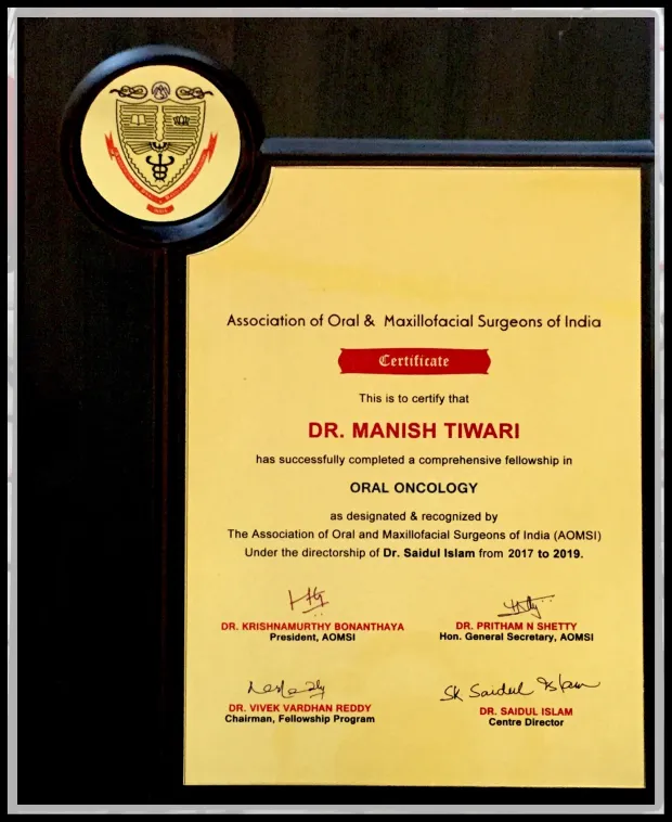 AOMSI Fellowship Certificate
