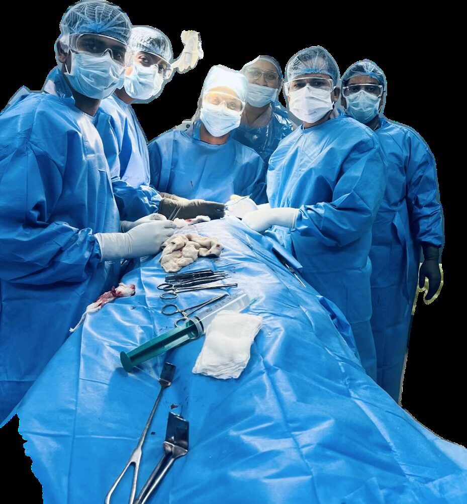 Dr. Manish S. Tiwari performing surgery with team